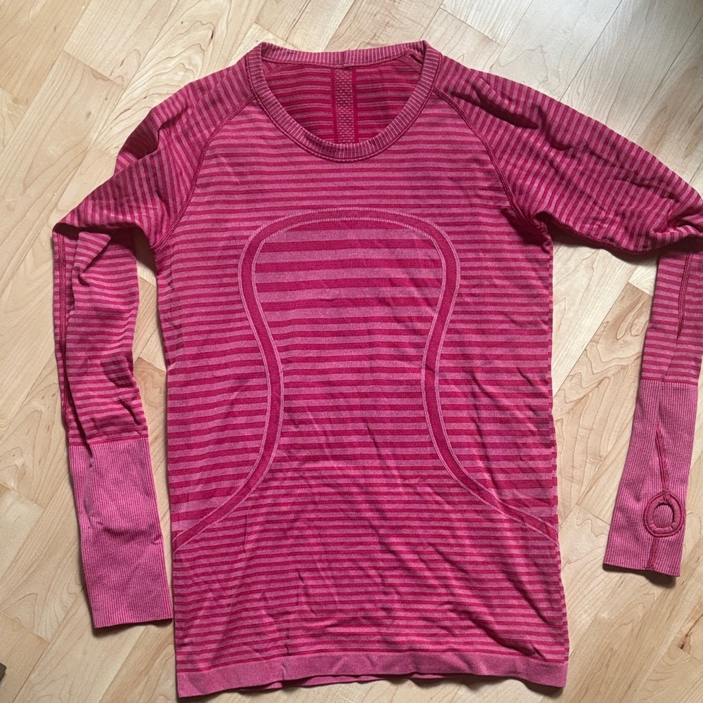 Lululemon Pink Stripe Long Sleeve Women's Top